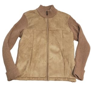 BC Clothing Full Zip Faux Suede Sweater Jacket